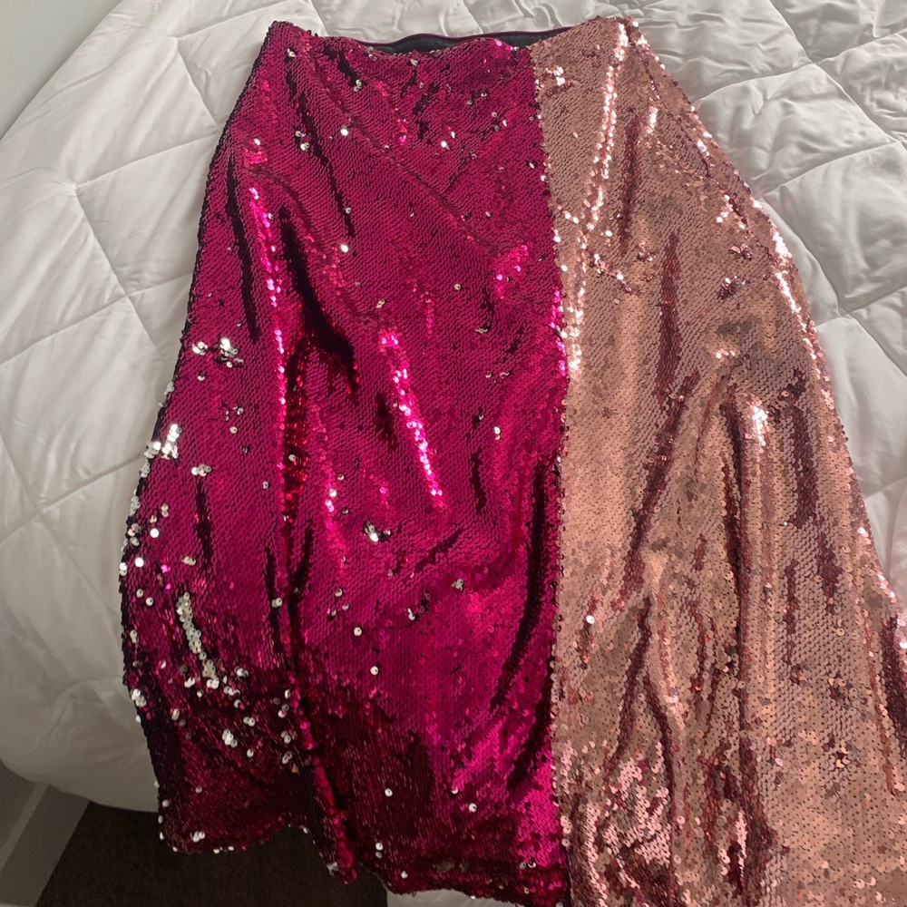 Colorblock sequin skirt